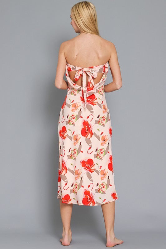 Vestido 3/4 Estampado Strapless